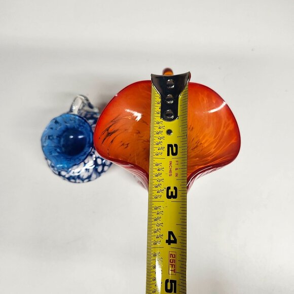 Blown Glass Orange Blue White Speckle Pitcher Vases Rainbow Glass - Picture 4 of 11